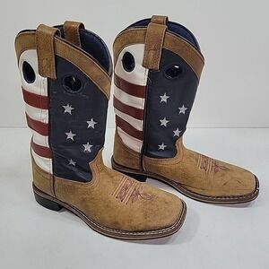 Smoky Mountain American Flag Square Toe Cowboy Boots Youth R R Boys Girls